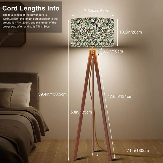 Butterfly Tripod Floor Lamp – Multi-Color Spring Pattern – USA Made