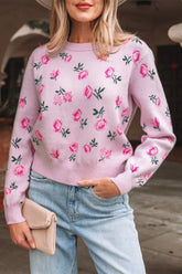 Delicacy Sweet Floral Print Drop Shoulder Cropped Sweater Dear-Lover Dropshipping