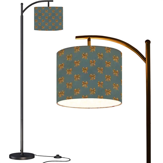 Damask Geometrical Prnt Pattern Design Arc Floor Lamp (Made in USA)
