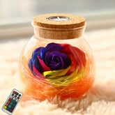 Rose Preserved Soap Flower LED Wishing Bottle - The Aurora Touch