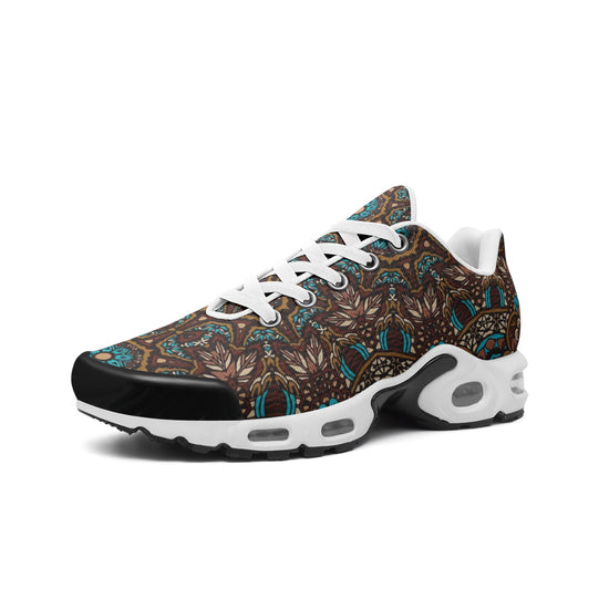 Unisex Mesh Tech Eco-Flex Sneakers- Brown Blue Floral Pattern