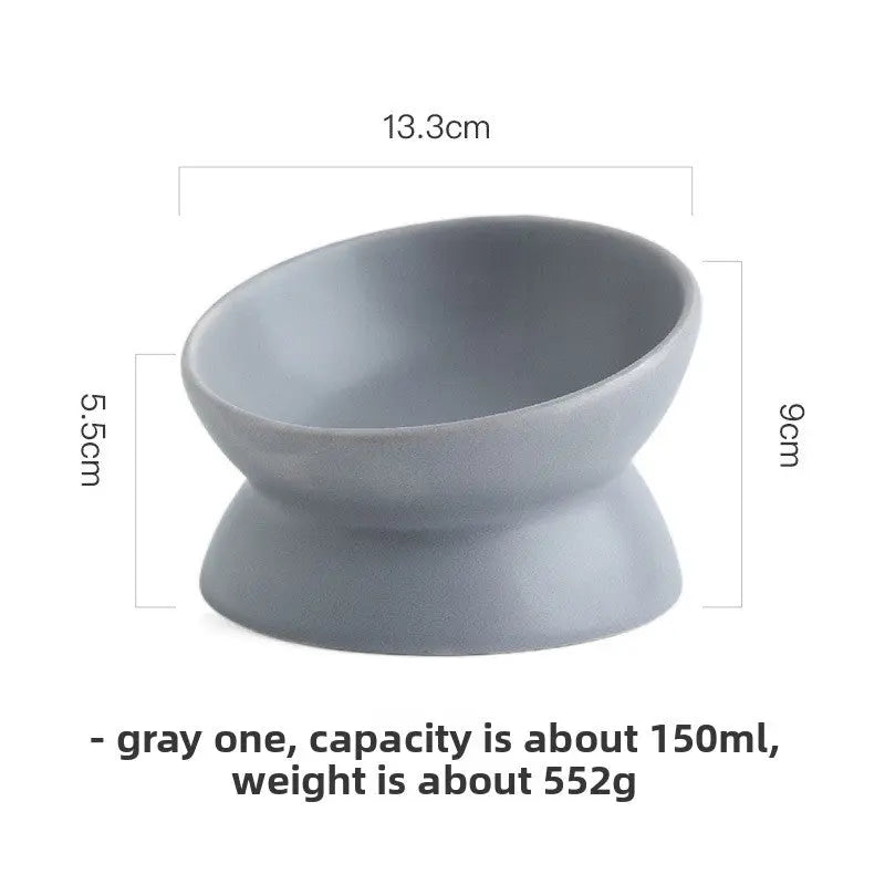 Slanted-mouthed high-legged pet food bowl - The Aurora Touch