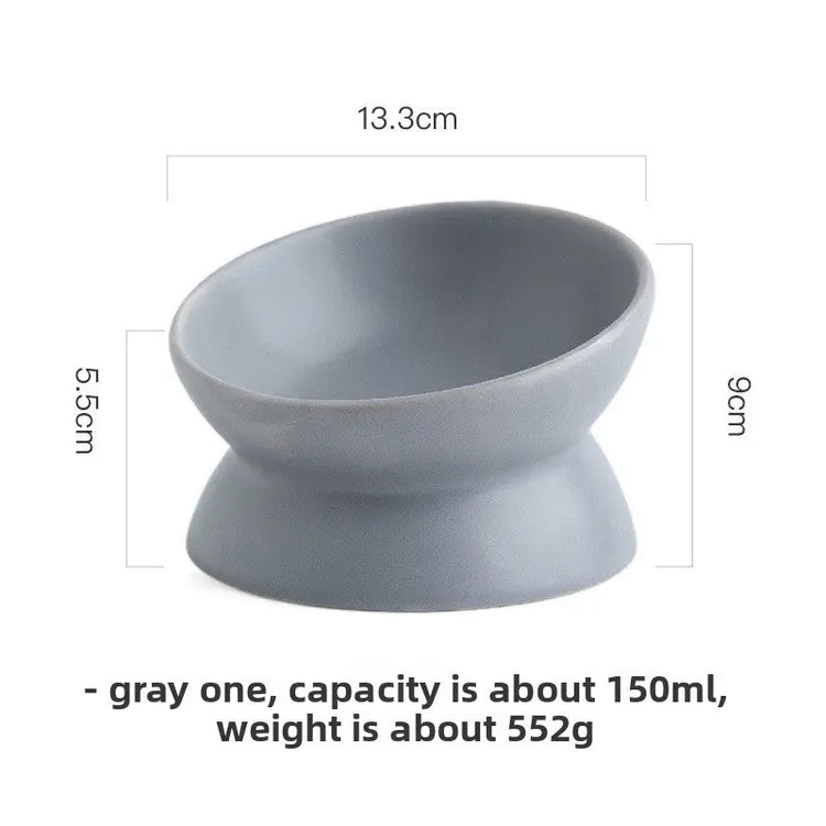Slanted-mouthed high-legged pet food bowl - The Aurora Touch