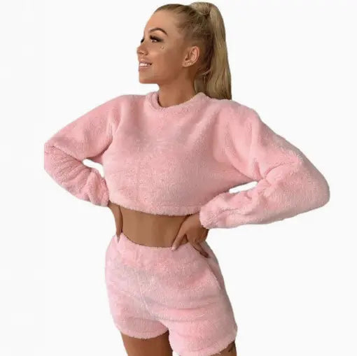 Womens Plush Fleece Pajama Set teemdrop