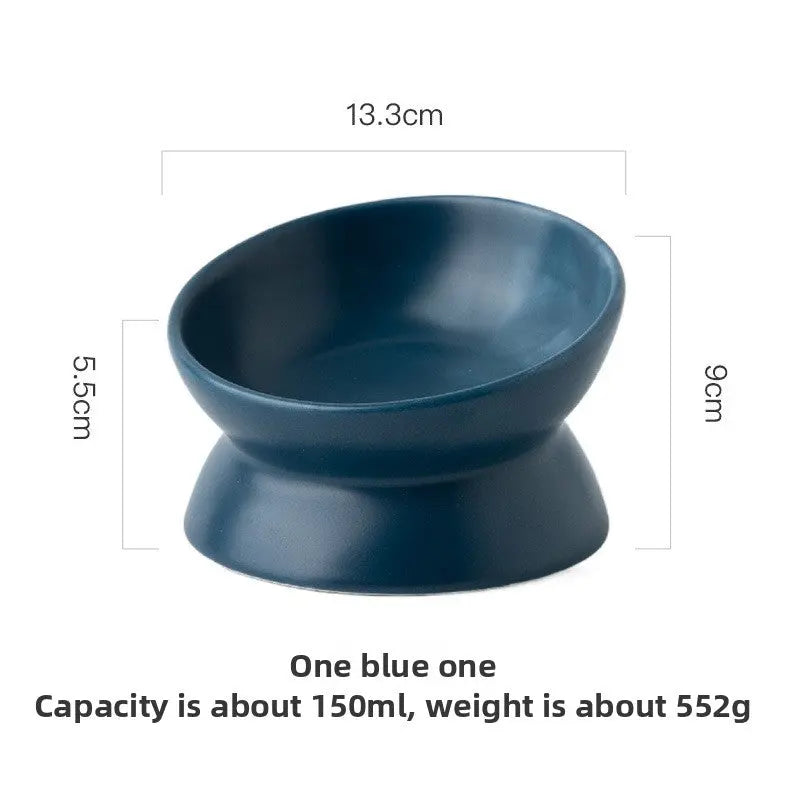 Slanted-mouthed high-legged pet food bowl - The Aurora Touch
