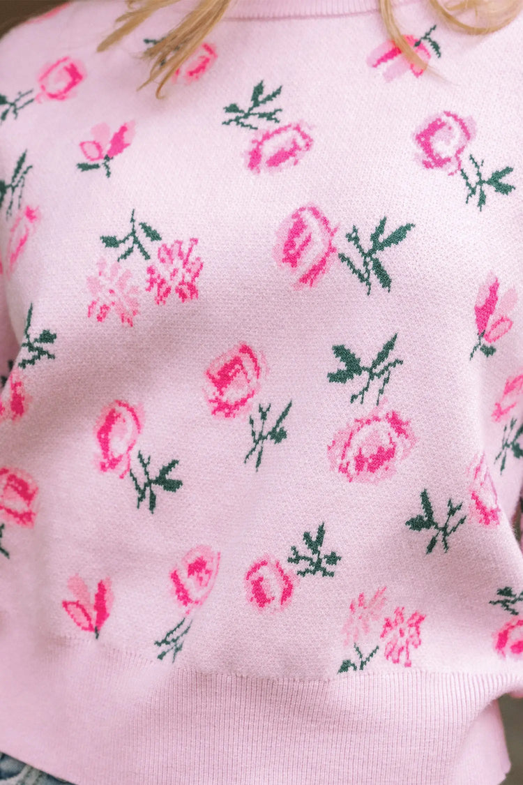 Delicacy Sweet Floral Print Drop Shoulder Cropped Sweater Dear-Lover Dropshipping