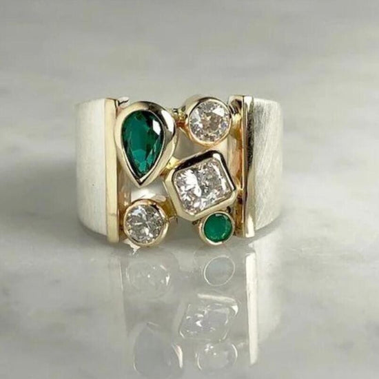 European And American Ladies Ring Retro Simple Enlarged Stones