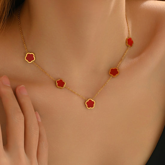 Lxalry 18K Gold Plated Five Leaf Clover Necklace | Modern Minimalist Jewelry