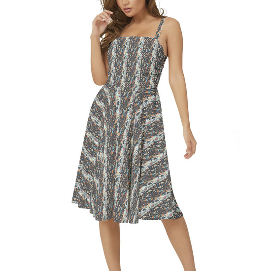 Paisley Pattern Print Sleeveless Strap Summer Dress