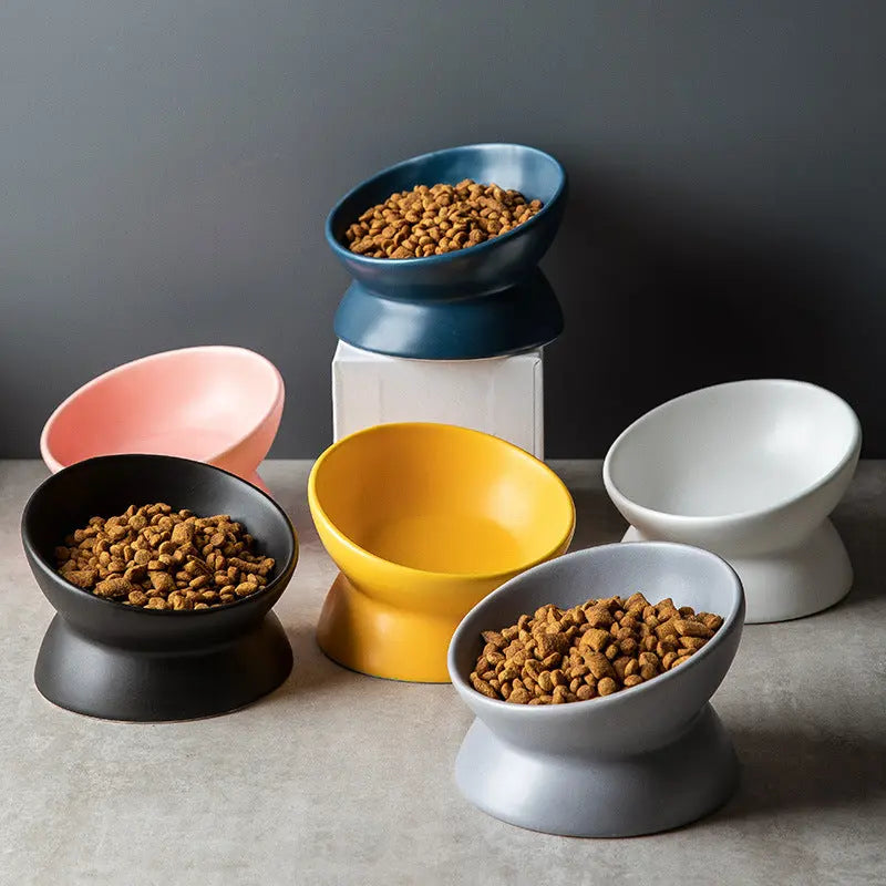 Slanted-mouthed high-legged pet food bowl - The Aurora Touch
