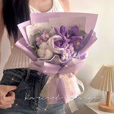 Rose and tulip knitted bouquet - The Aurora Touch