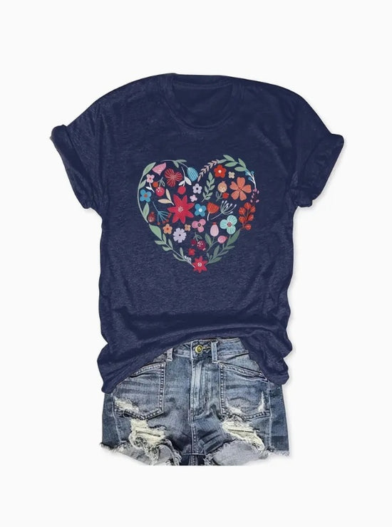 Plus Size Designer Flower Printed T-Shirt