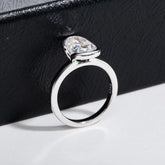Silver Oval Semi Mount Ring With A 3 Carat Fancy shaped Moissanite For Women - The Aurora Touch