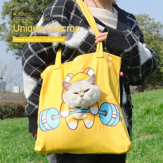 Pet Canvas Shoulder Bag, Cute Animal Shaped Cat Portable Canvas Carrier