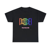 Pride TShirt, Rainbow Pride all gender all occasion proud stylish make a statement everyday casual black shirt