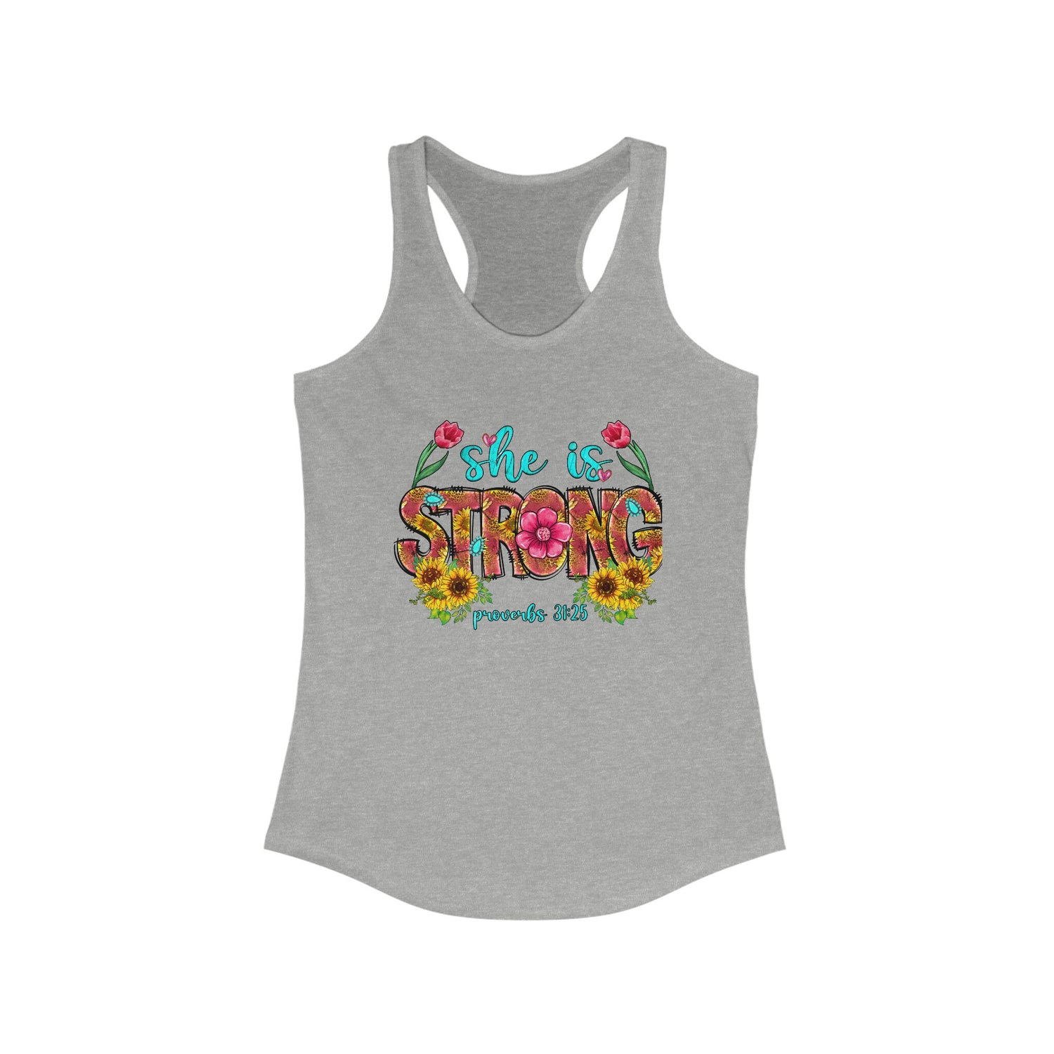Strong women handmade beach cute Christian faith proverbs bible verse athletic casual everyday summer look racer back tank top great gift