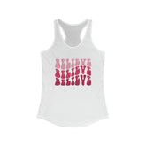 Believe Womens Tank Top, Novelty female positive empoweing casual jean leggings yoga workout shirt