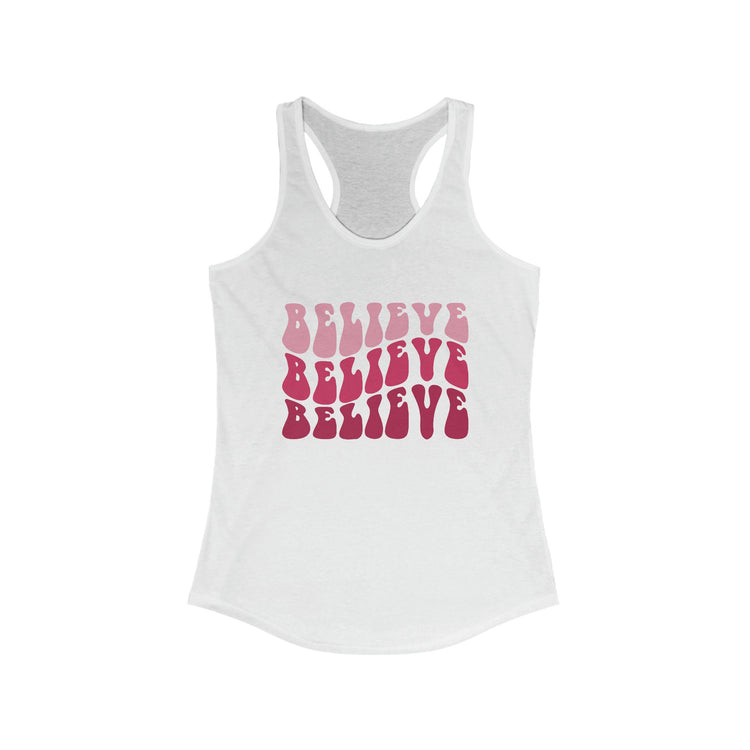 Believe Womens Tank Top, Novelty female positive empoweing casual jean leggings yoga workout shirt