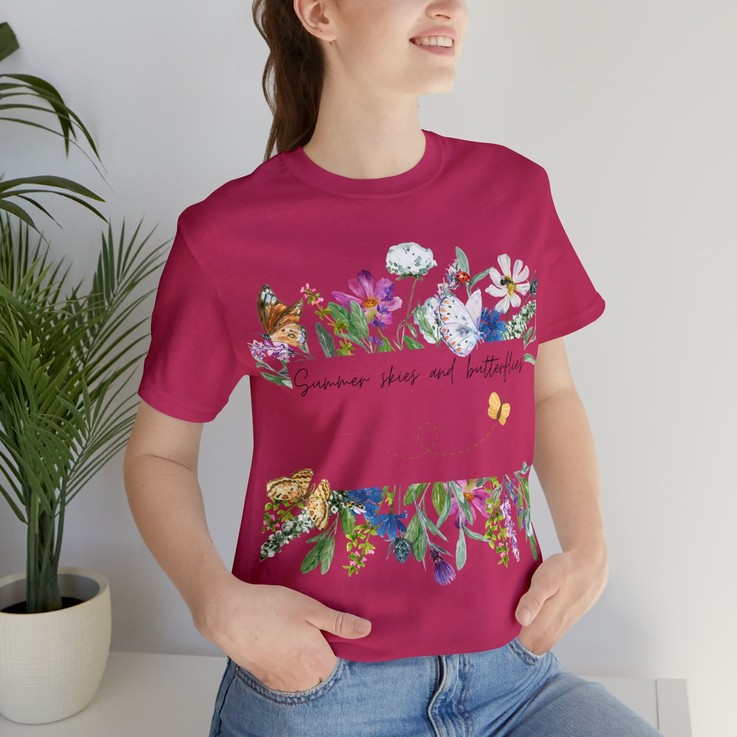 BUTTERFLY SHIRT Wildflower Shirt Nature Lover Shirt Heavyweight Shirt Trendy T-Shirt Personalized T-Shirt Boho Style T Shirt Cool T-Shirt