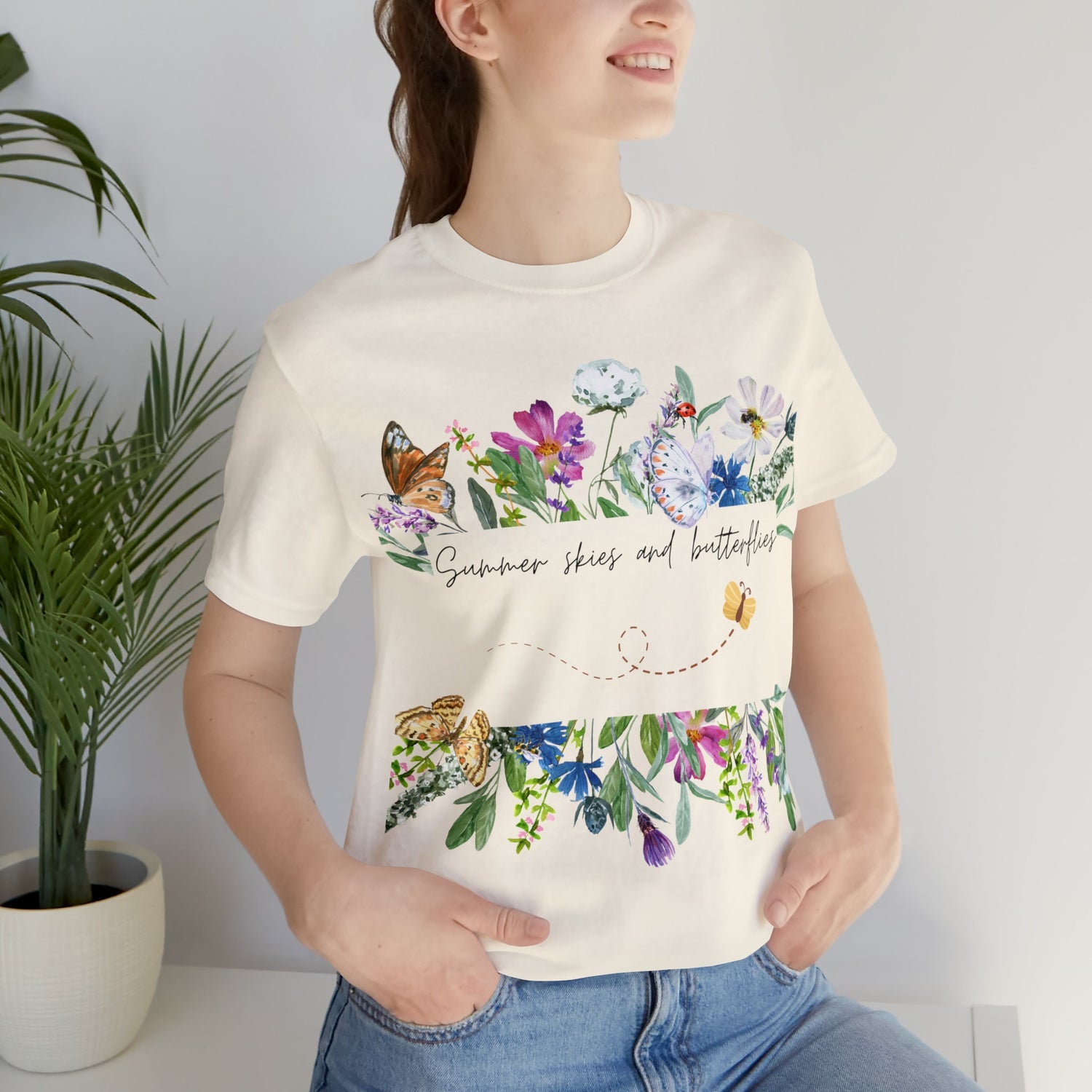 BUTTERFLY SHIRT Wildflower Shirt Nature Lover Shirt Heavyweight Shirt Trendy T-Shirt Personalized T-Shirt Boho Style T Shirt Cool T-Shirt