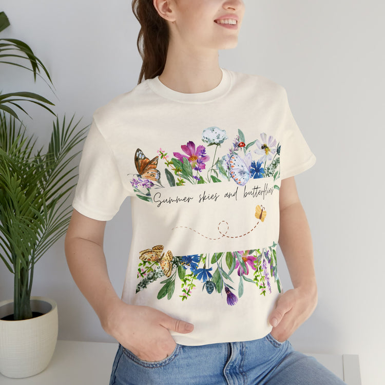 BUTTERFLY SHIRT Wildflower Shirt Nature Lover Shirt Heavyweight Shirt Trendy T-Shirt Personalized T-Shirt Boho Style T Shirt Cool T-Shirt