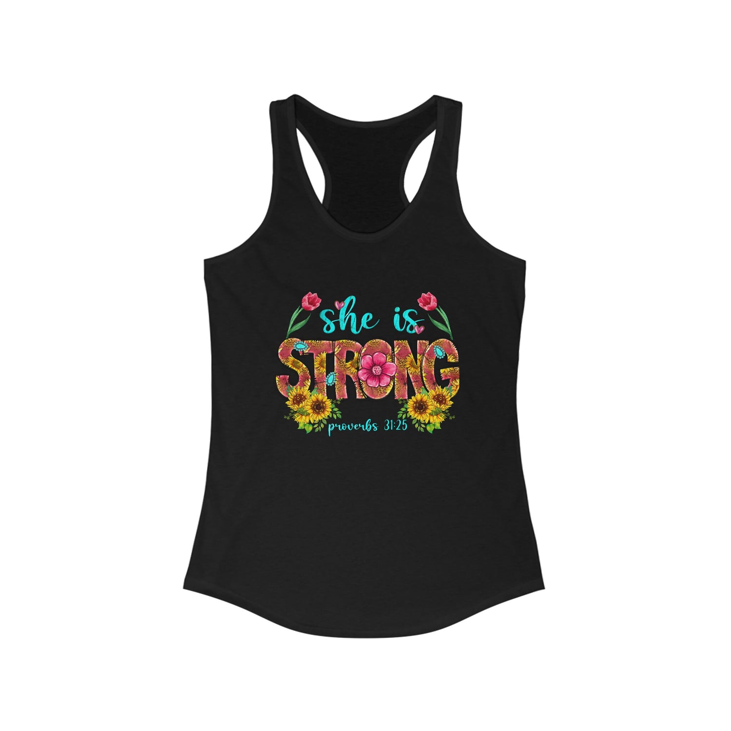 Strong women handmade beach cute Christian faith proverbs bible verse athletic casual everyday summer look racer back tank top great gift