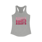 Believe Womens Tank Top, Novelty female positive empoweing casual jean leggings yoga workout shirt