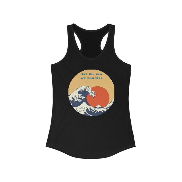 Women Blue Ocean Racerback, Female Summer casual beach everyday relax lounge clothing wear for girl