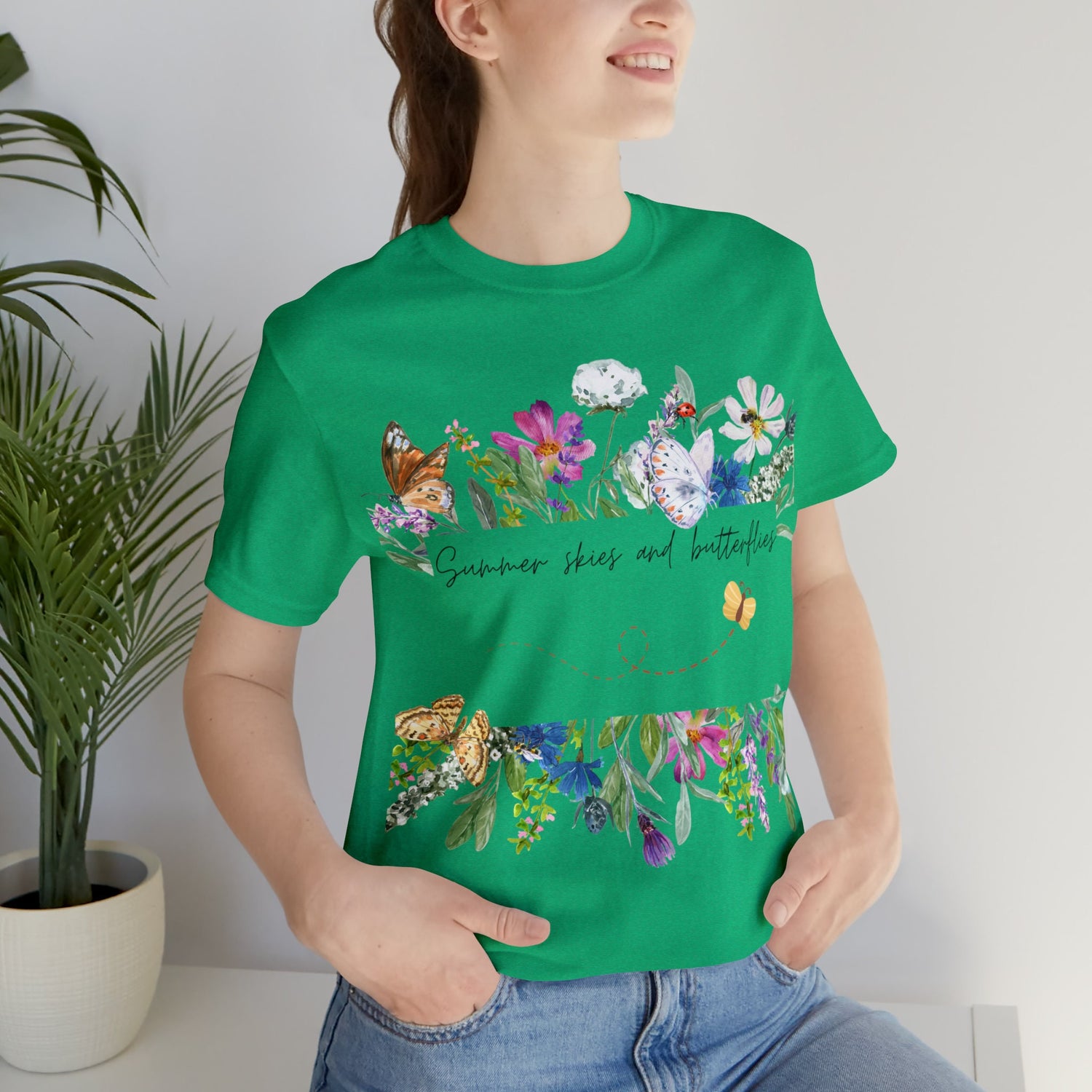 BUTTERFLY SHIRT Wildflower Shirt Nature Lover Shirt Heavyweight Shirt Trendy T-Shirt Personalized T-Shirt Boho Style T Shirt Cool T-Shirt