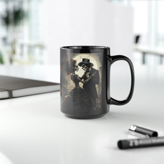 Black Mug, 15oz, Day of The Dead Mug, Dia de Los Muertos, Tasa de Cafe, Coffee cup, Tea Cup, Halloween Mug, Novelty Coffee Mug