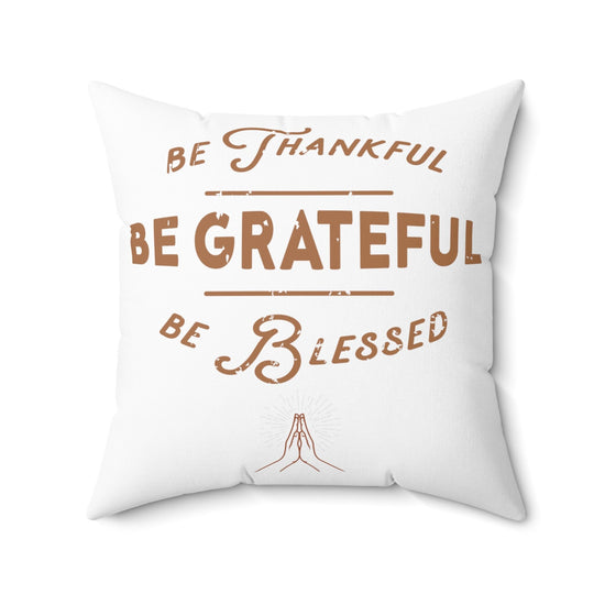 Spun Polyester Thanksgiving square pillow grateful accent couch chair throw cushion bedroom living room whole family home decor