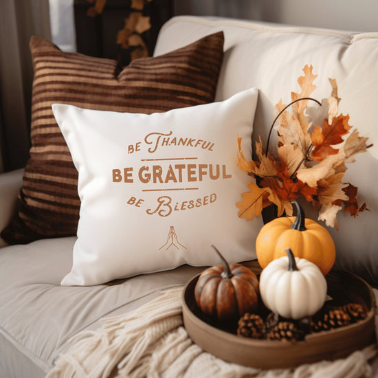 Spun Polyester Thanksgiving square pillow grateful accent couch chair throw cushion bedroom living room whole family home decor