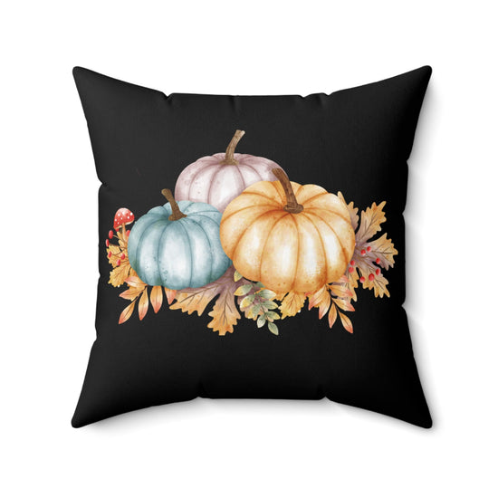 Square Pillow, Thanksgiving black pumpkin theme decorative throw holiday Fall vibes couch chair bed cushion
