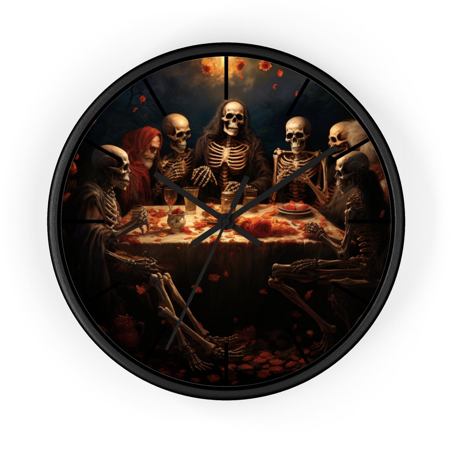 Wall Clock, Halloween Day of the dead last supper Fall portrait art kitchen hallway office family gift clock