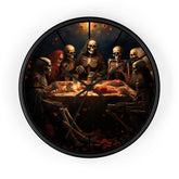 Wall Clock, Halloween Day of the dead last supper Fall portrait art kitchen hallway office family gift clock