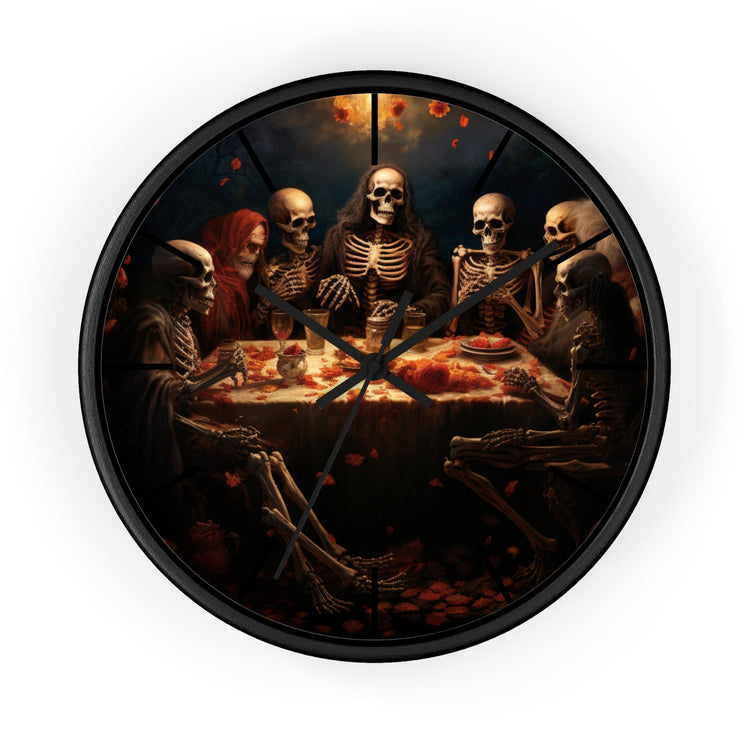 Wall Clock, Halloween Day of the dead last supper Fall portrait art kitchen hallway office family gift clock