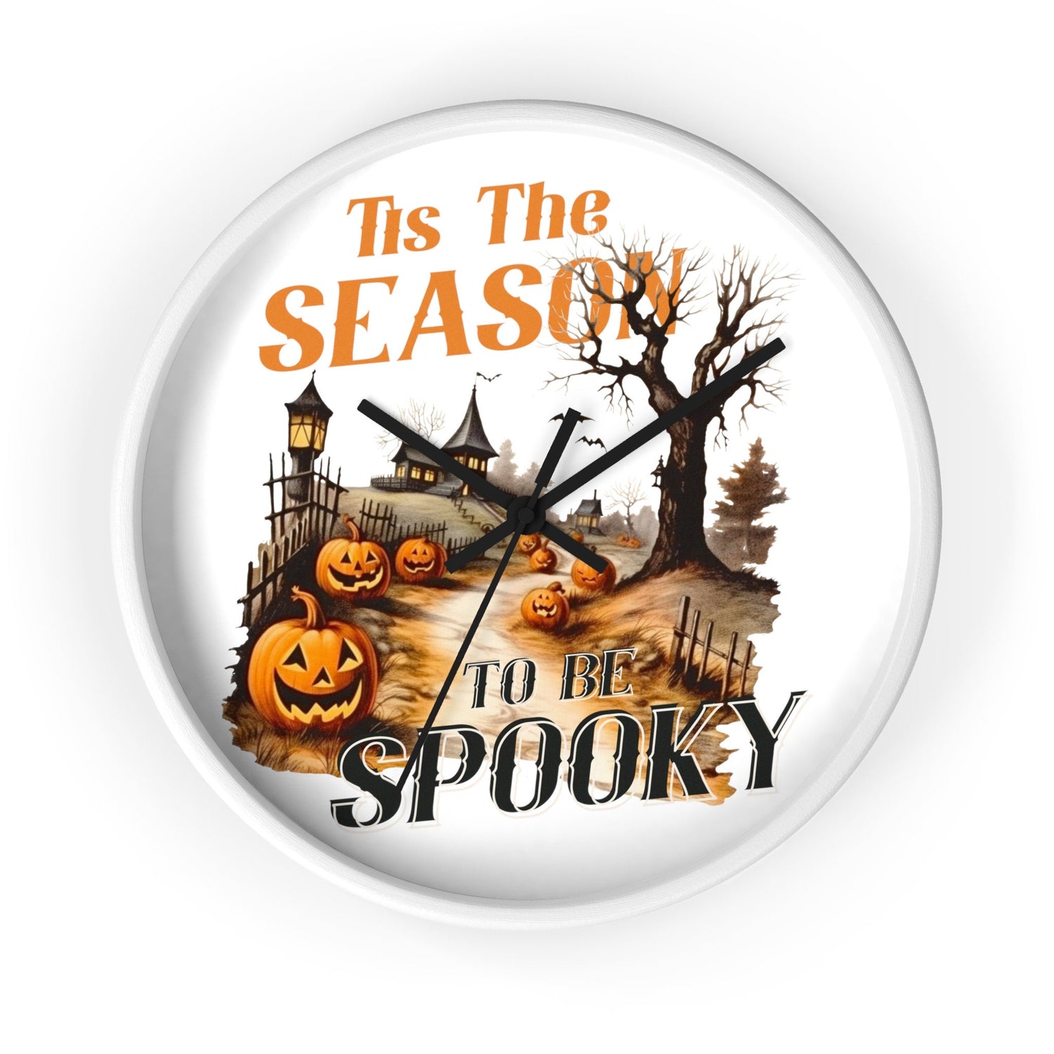 Wall Clock, Spooky Halloween novelty kitchen hallway home office fall autumn season decorative clock