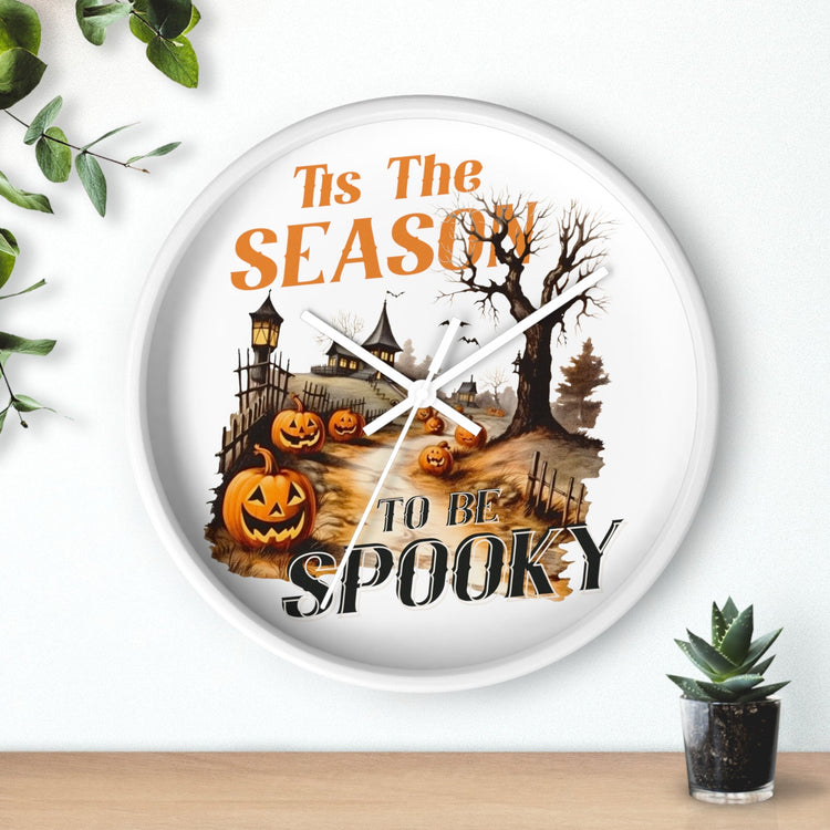 Wall Clock, Spooky Halloween novelty kitchen hallway home office fall autumn season decorative clock