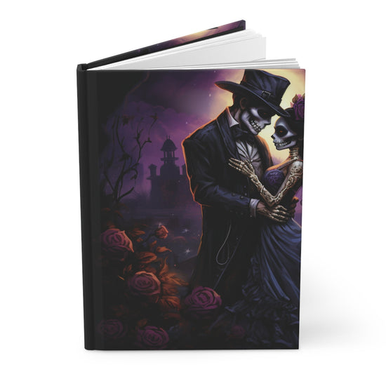 Hardcover Journal , Day of the dead halloween design vibrant color couple portrait novelty diary meditation writing keepsake notebook pad