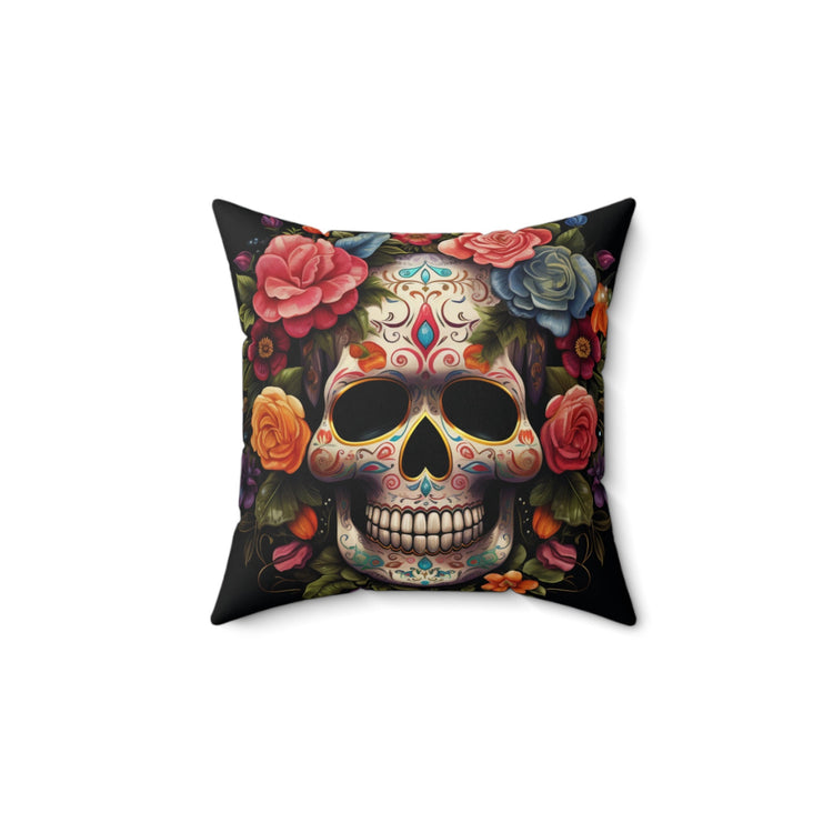 Square Pillow, Day of the dead Dia de Los Muertos colorful floral Halloween throw bedroom couch pillow house warming gift