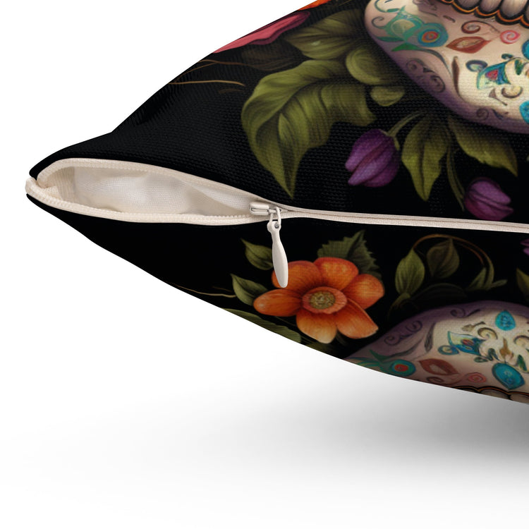 Square Pillow, Day of the dead Dia de Los Muertos colorful floral Halloween throw bedroom couch pillow house warming gift