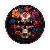 Wall Clock, Day of the Dead, Dia e los Muertos, Halloween clock, Living Room Clock, Kitchen clock, gift for teacher, Gothic Art, Wall art