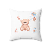 Faux Suede Square Pillow, Teddy Bear soft infant baby toddler cute child bed crib accent throw pillow