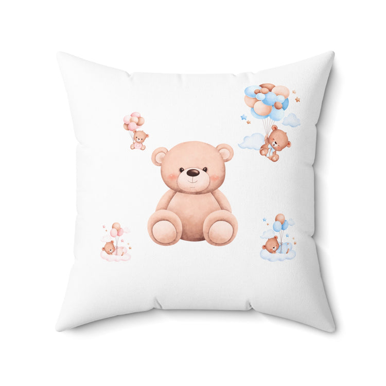 Faux Suede Square Pillow, Teddy Bear soft infant baby toddler cute child bed crib accent throw pillow