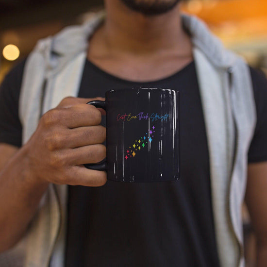 Pride Mug, Black rainbow color sarcastic silly saying novelty LGBTQ+ conversation beverage coffe tea cup