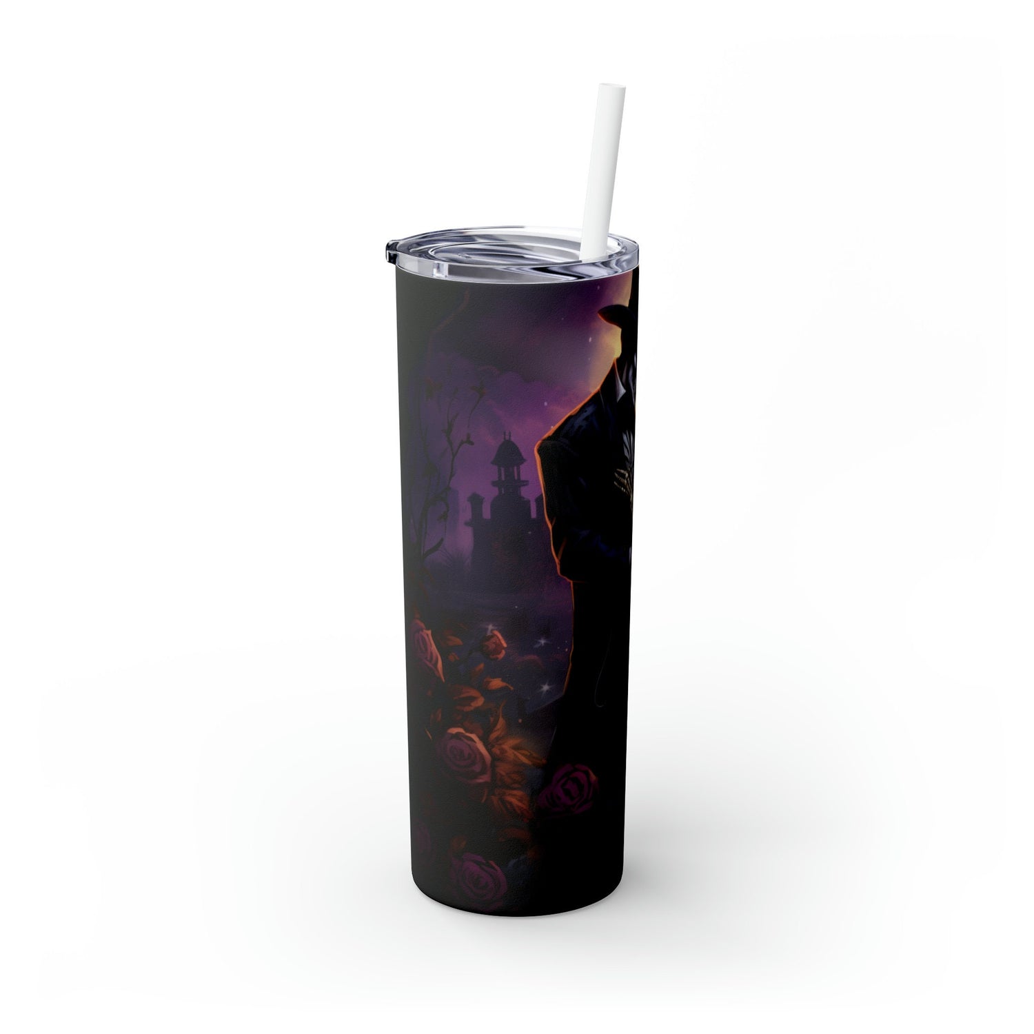Day of the Dead Skinny Tumbler with Straw 20oz Mexican Halloween traditional art hot cold drinking festive travel car beverage tall cup