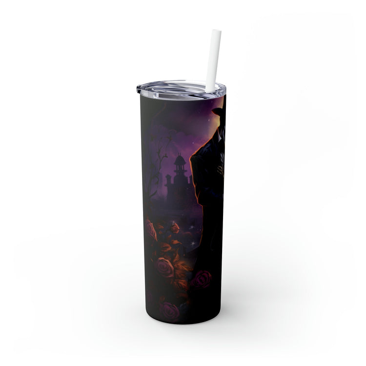 Day of the Dead Skinny Tumbler with Straw 20oz Mexican Halloween traditional art hot cold drinking festive travel car beverage tall cup