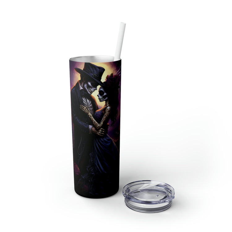 Day of the Dead Skinny Tumbler with Straw 20oz Mexican Halloween traditional art hot cold drinking festive travel car beverage tall cup
