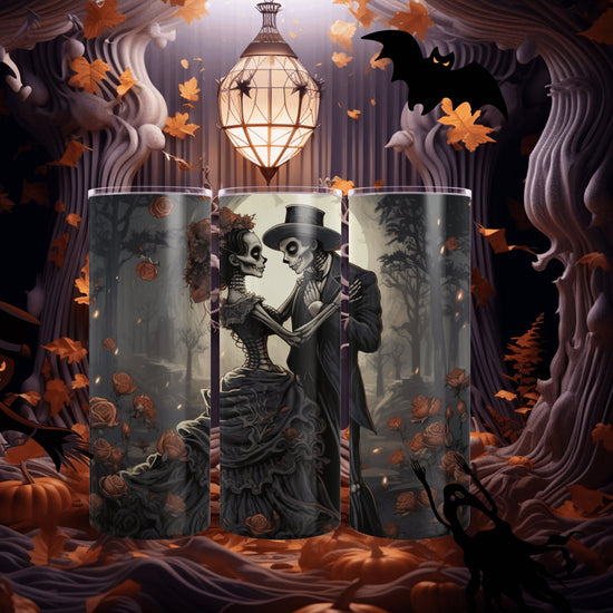 Artistic Day of the Dead Skinny Tumbler with Straw 20oz Dia de los Muertos traditional art print all-purpose travel car designer cup