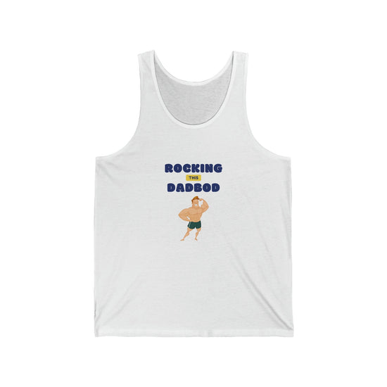 Rocking Dad Bod Jersey Tank, beach wear, male white tank, whie casual Tank, Men&